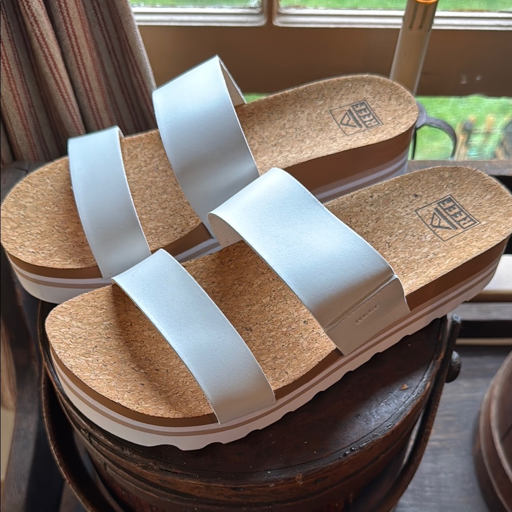 Reef White Sandals with Double-Strap Design